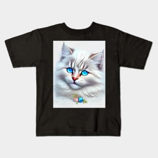 White Siberian Cat Kids T-Shirt